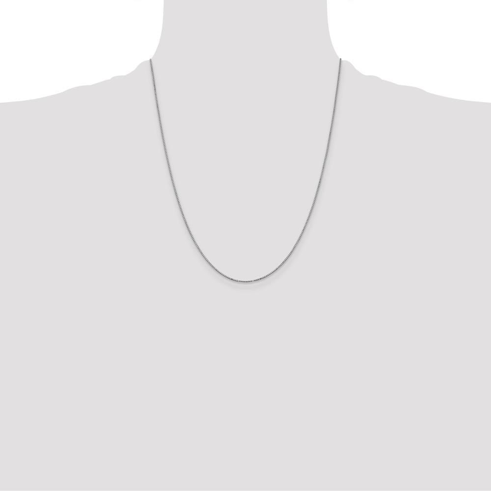 14K White Gold 22" Box Chain Necklace with Polished Finish and Rhodium Plating by Oro Pregiato