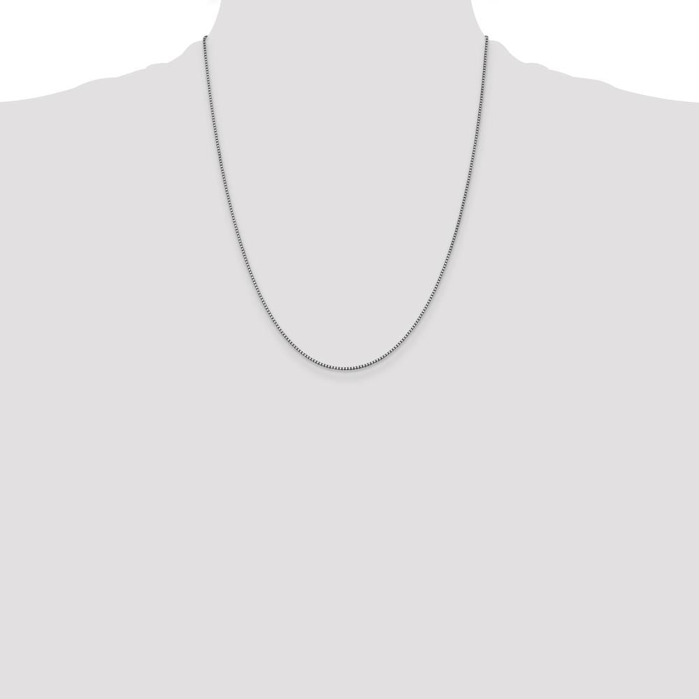 14K White Gold 22" Box Chain with Lobster Clasp - 1.05mm Width by Oro Pregiato