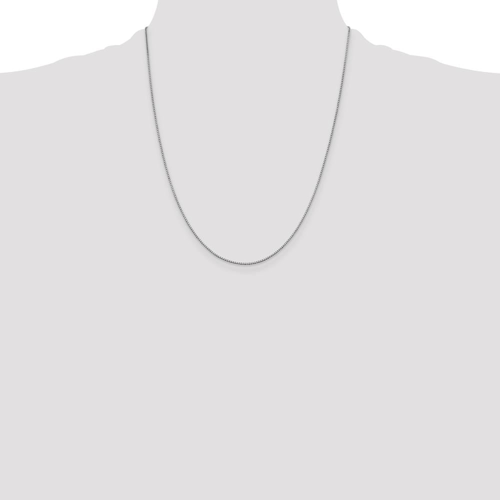 14K White Gold 22" Box Chain with Lobster Clasp - Polished Finish by Oro Pregiato