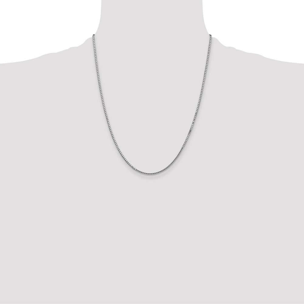 14K White Gold 22" Box Chain with Lobster Clasp - Polished Finish by Oro Pregiato