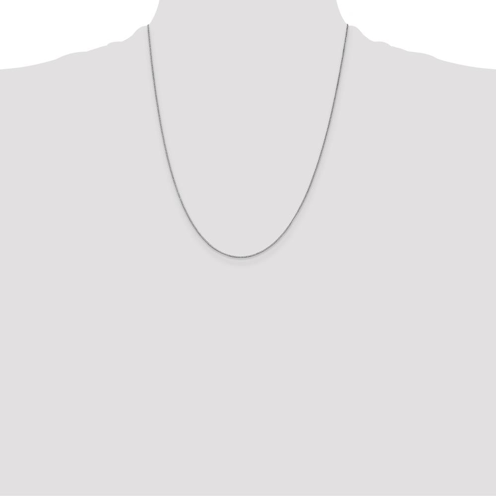 14K White Gold 22" Box Chain with Rhodium Plating and Lobster Clasp by Oro Pregiato