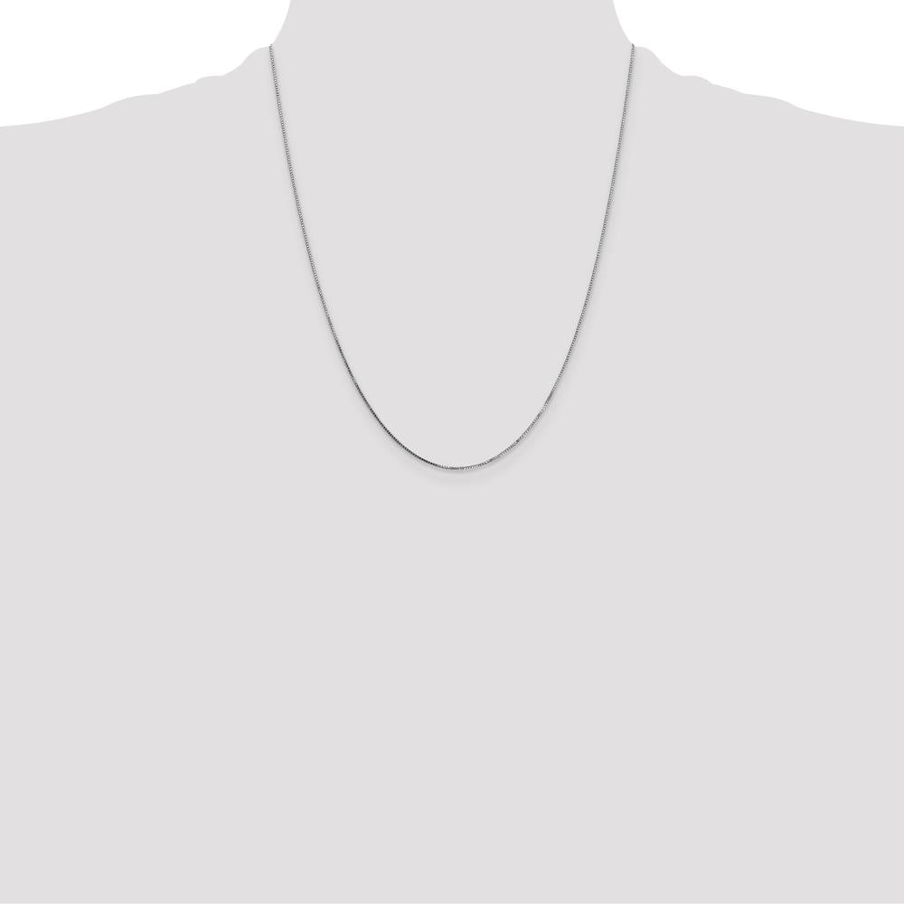 14K White Gold 22" Box Chain with Spring Ring Clasp - 0.7mm Width by Oro Pregiato