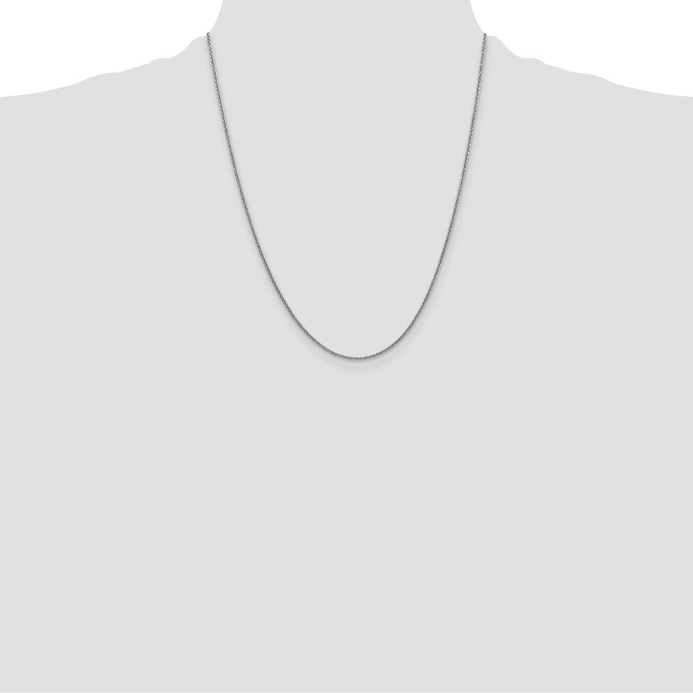 14K White Gold 22" Cable Chain Necklace with Lobster Clasp - 1.4mm Width by Oro Pregiato