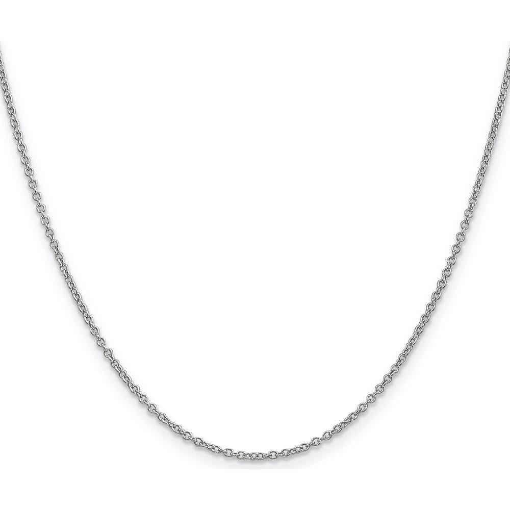 14K White Gold 22" Cable Link Chain Necklace with Lobster Clasp - 1.4mm Width by Oro Pregiato