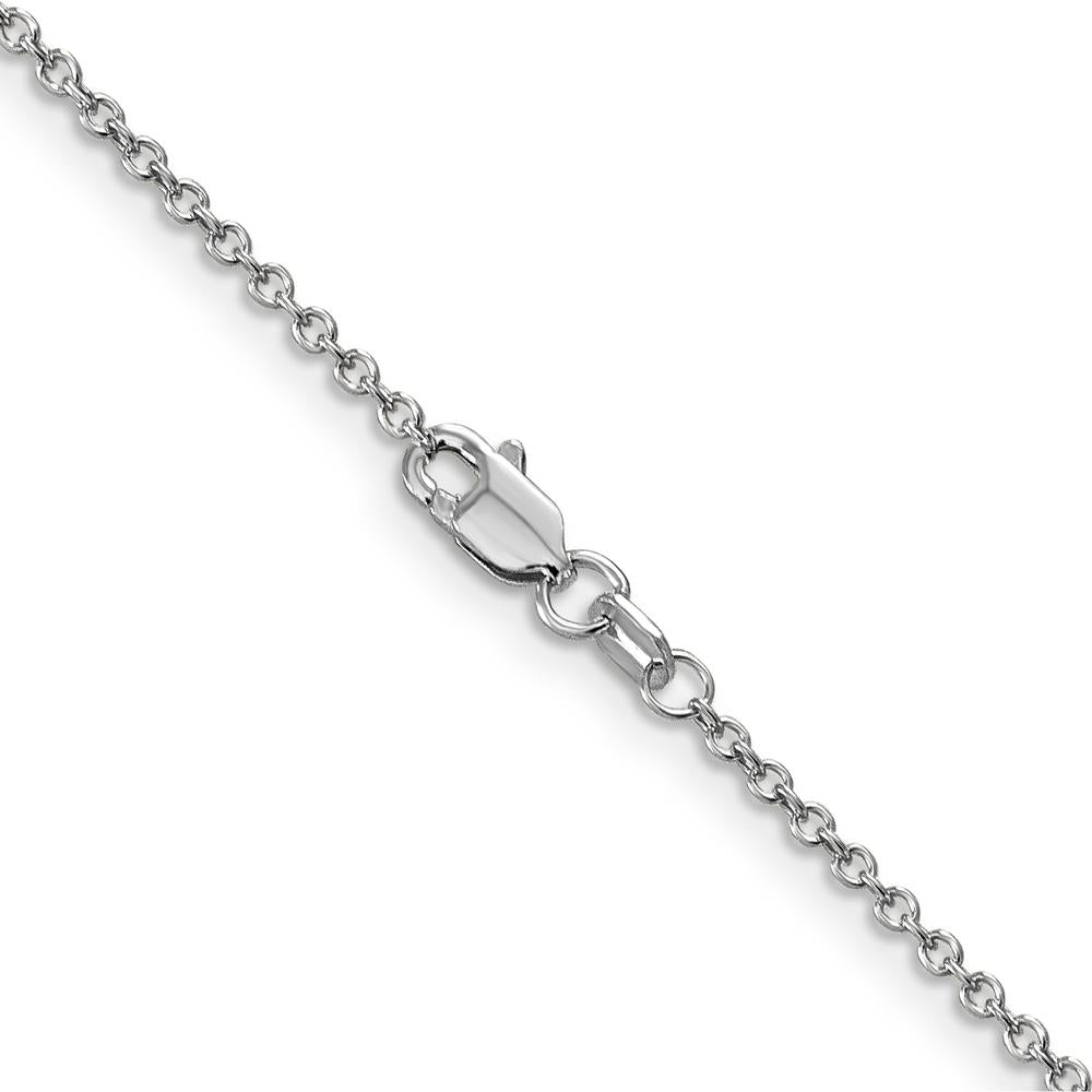 14K White Gold 22" Cable Link Chain Necklace with Lobster Clasp - 1.4mm Width by Oro Pregiato