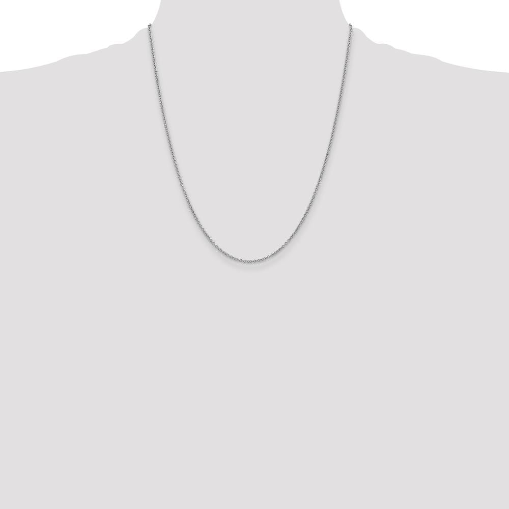 14K White Gold 22" Cable Link Chain Necklace with Lobster Clasp - 1.4mm Width by Oro Pregiato