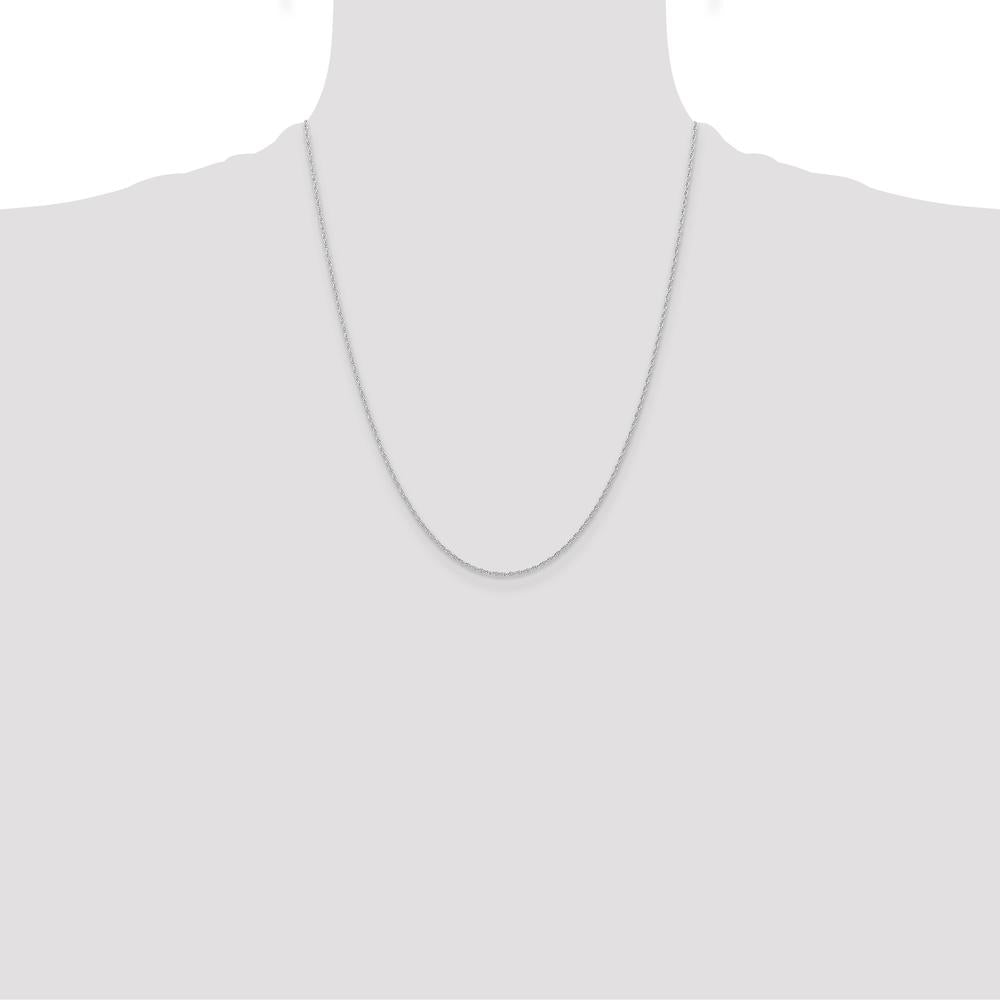 14K White Gold 22" Cable Rope Necklace with Rhodium Plating