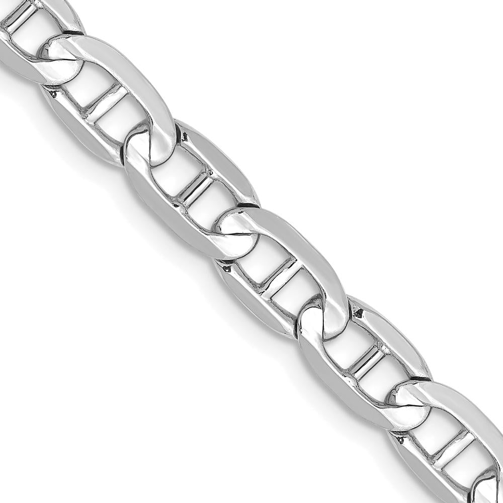 14K White Gold 22" Concave Anchor Chain - 5.25mm Width by 0