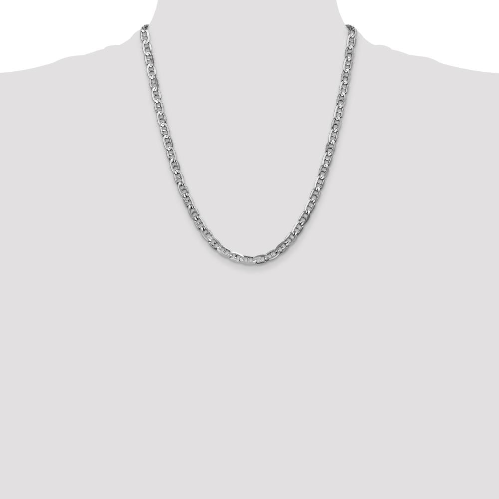 14K White Gold 22" Concave Anchor Chain - 5.25mm Width by 0