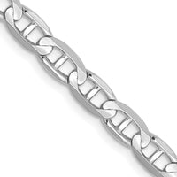 14K White Gold 22" Concave Anchor Chain with Lobster Clasp - Polished Rhodium Finish by 0