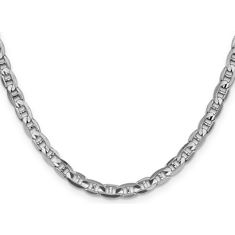 14K White Gold 22" Concave Anchor Chain with Lobster Clasp - Polished Rhodium Finish by 0