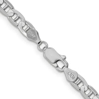 14K White Gold 22" Concave Anchor Chain with Lobster Clasp - Polished Rhodium Finish by 0
