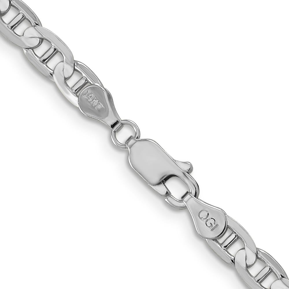 14K White Gold 22" Concave Anchor Chain with Lobster Clasp - Polished Rhodium Finish by 0