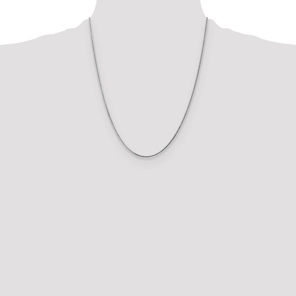 14K White Gold 22" Curb Pendant Chain with Rhodium Plating by Oro Pregiato