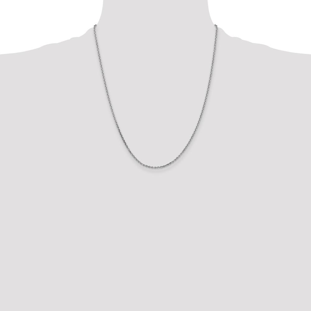 14K White Gold 22" Diamond-Cut Cable Chain Necklace with Lobster Clasp by Oro Pregiato