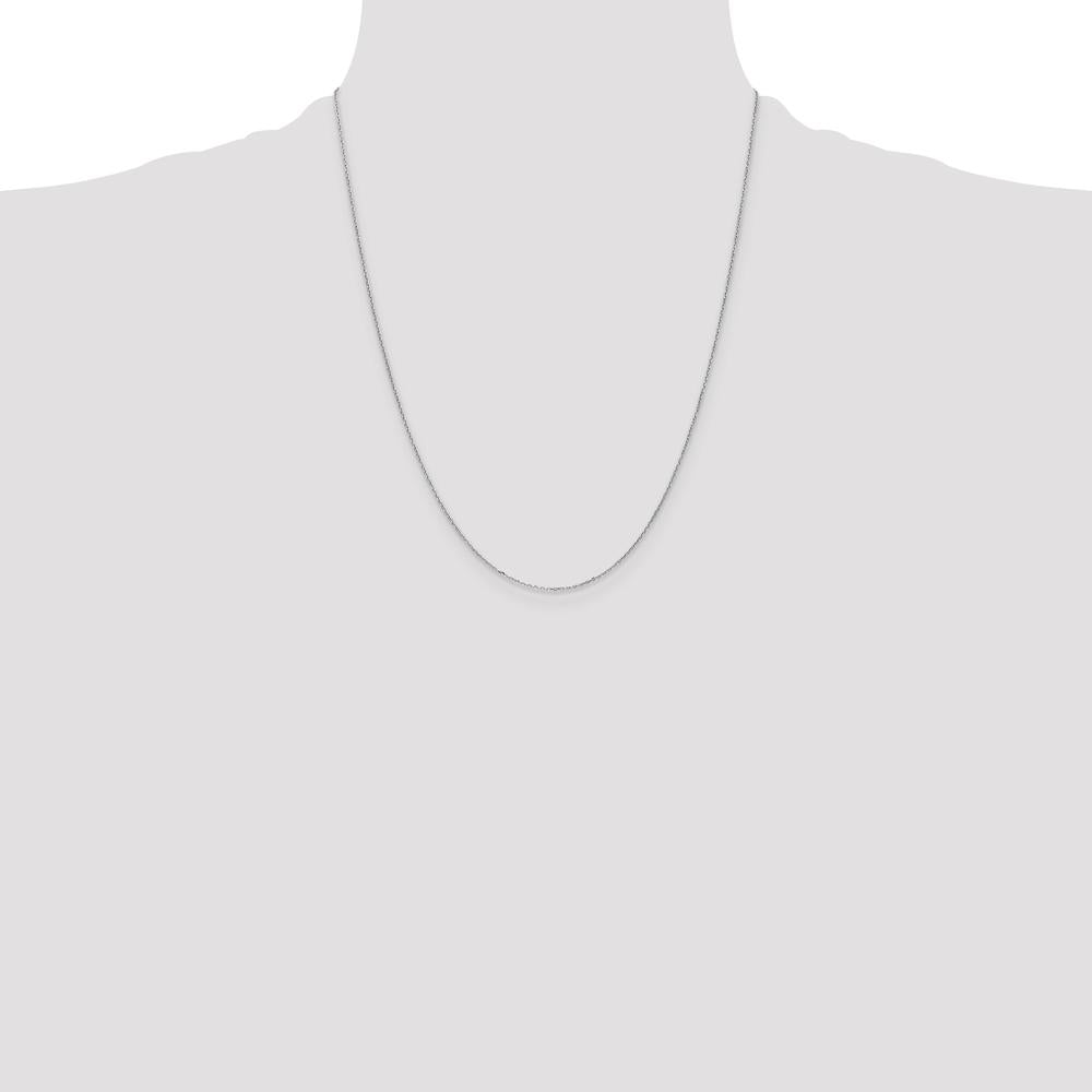 14K White Gold 22" Diamond-Cut Cable Chain Necklace with Lobster Clasp by Oro Pregiato