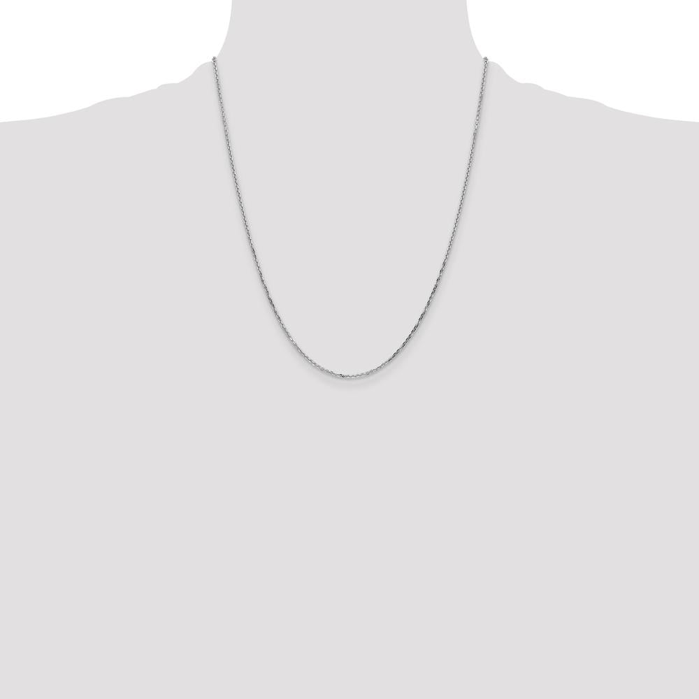 14K White Gold 22" Diamond-Cut Cable Chain with Lobster Clasp - 1.4mm Width by Oro Pregiato