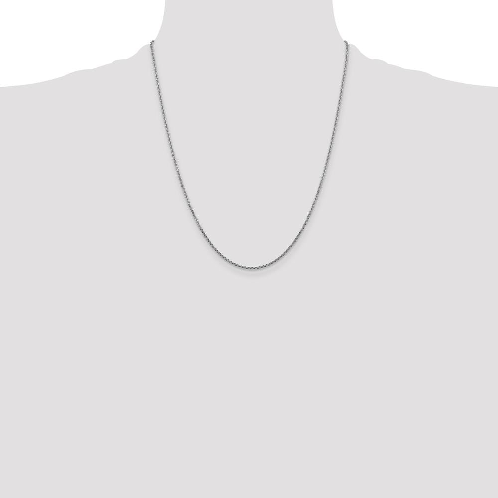 14K White Gold 22" Diamond-Cut Cable Chain with Lobster Clasp by Oro Pregiato