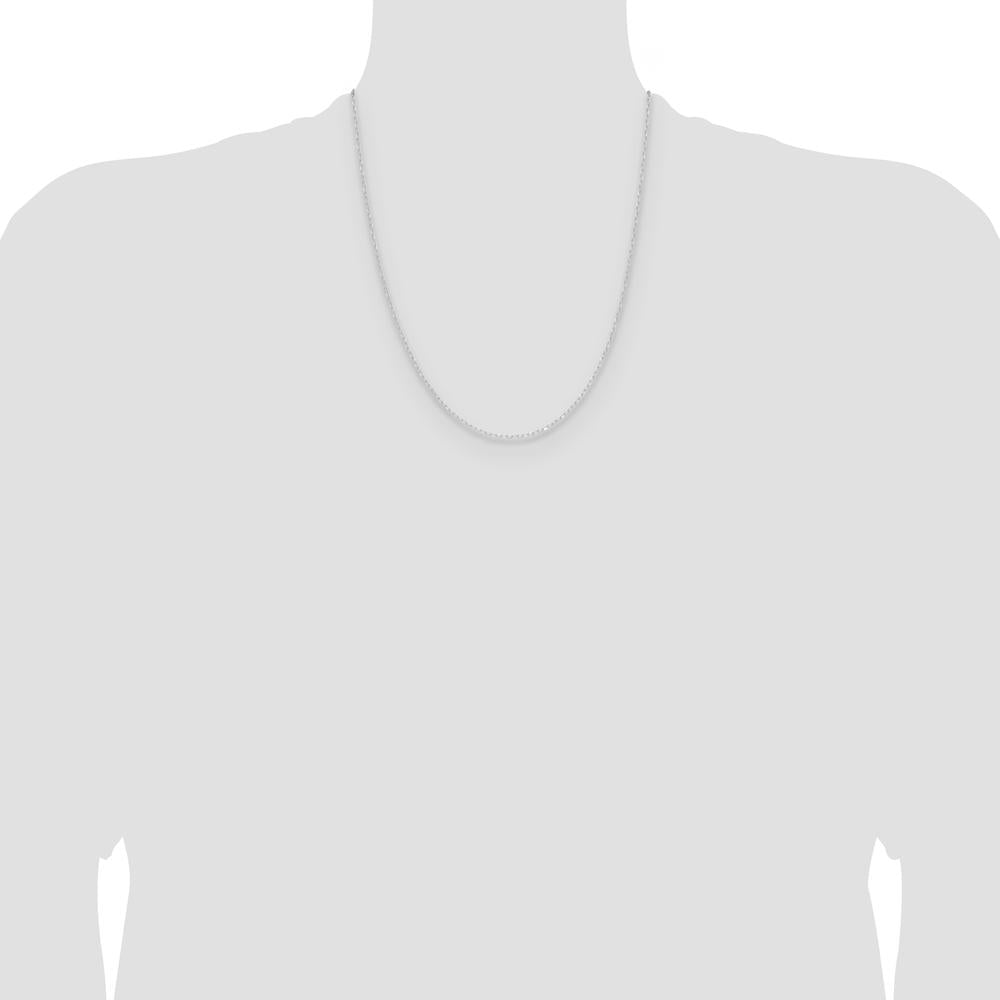 14K White Gold 22" Diamond-Cut Forzantine Cable Chain - Polished Finish by Oro Pregiato