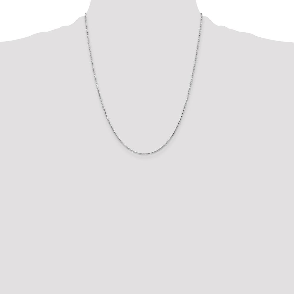 14K White Gold 22" Diamond-Cut Parisian Wheat Chain with Lobster Clasp - 1mm Width by Oro Pregiato