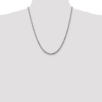 14K White Gold 22" Diamond-Cut Rope Chain Necklace with Lobster Clasp - 4mm Width by Oro Pregiato