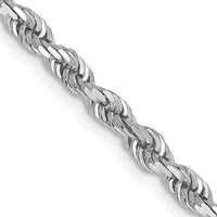 14K White Gold 22" Diamond-Cut Rope Chain Necklace with Lobster Clasp by Oro Pregiato