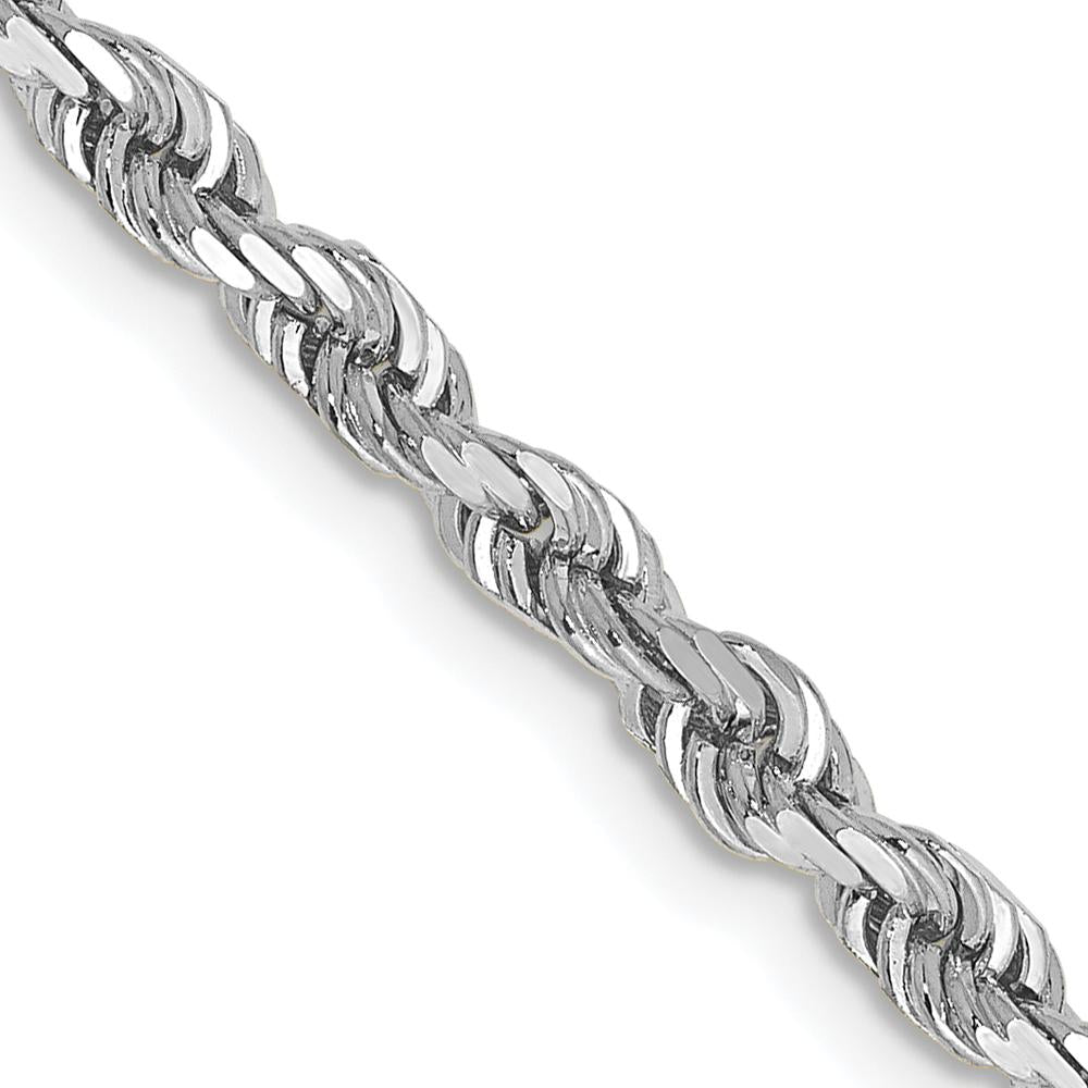 14K White Gold 22" Diamond-Cut Rope Chain Necklace with Lobster Clasp by Oro Pregiato