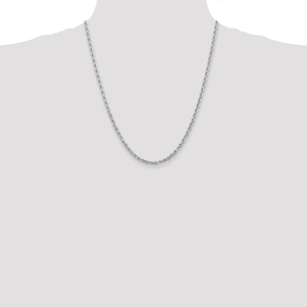14K White Gold 22" Diamond-Cut Rope Chain Necklace with Lobster Clasp by Oro Pregiato