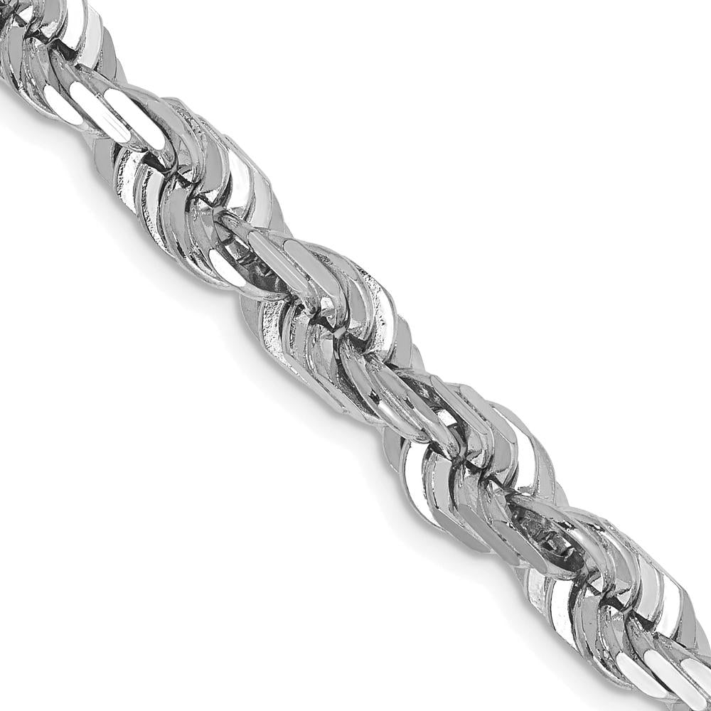 14K White Gold 22" Diamond-Cut Rope Chain with Fancy Lobster Clasp