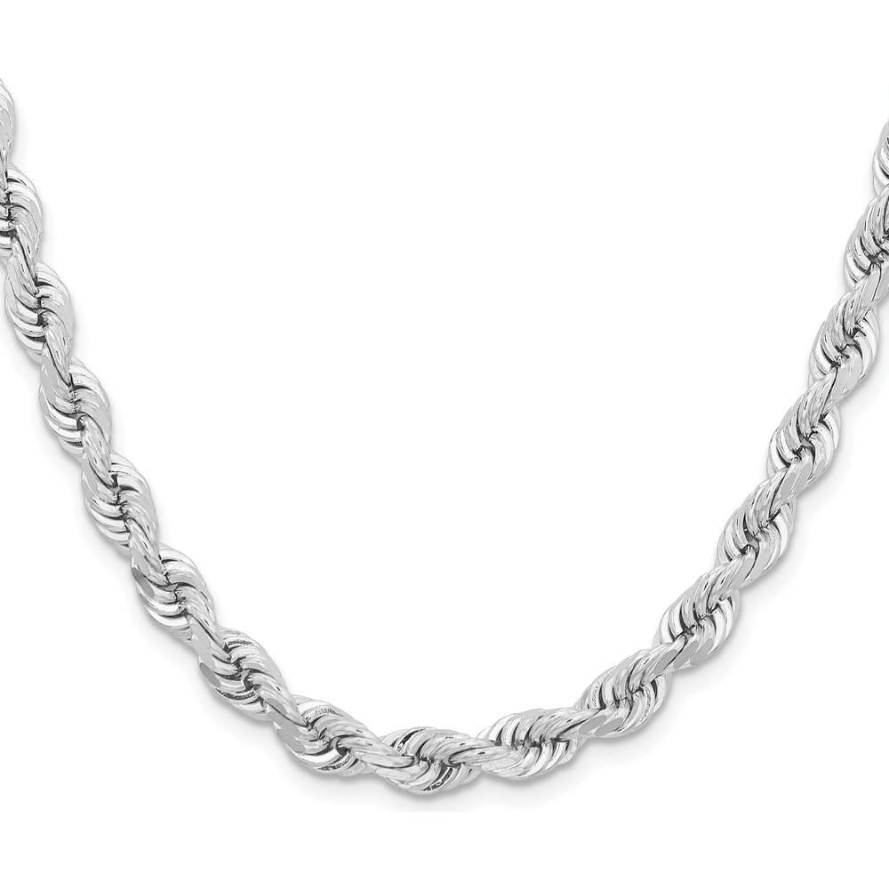 14K White Gold 22" Diamond-Cut Rope Chain with Fancy Lobster Clasp