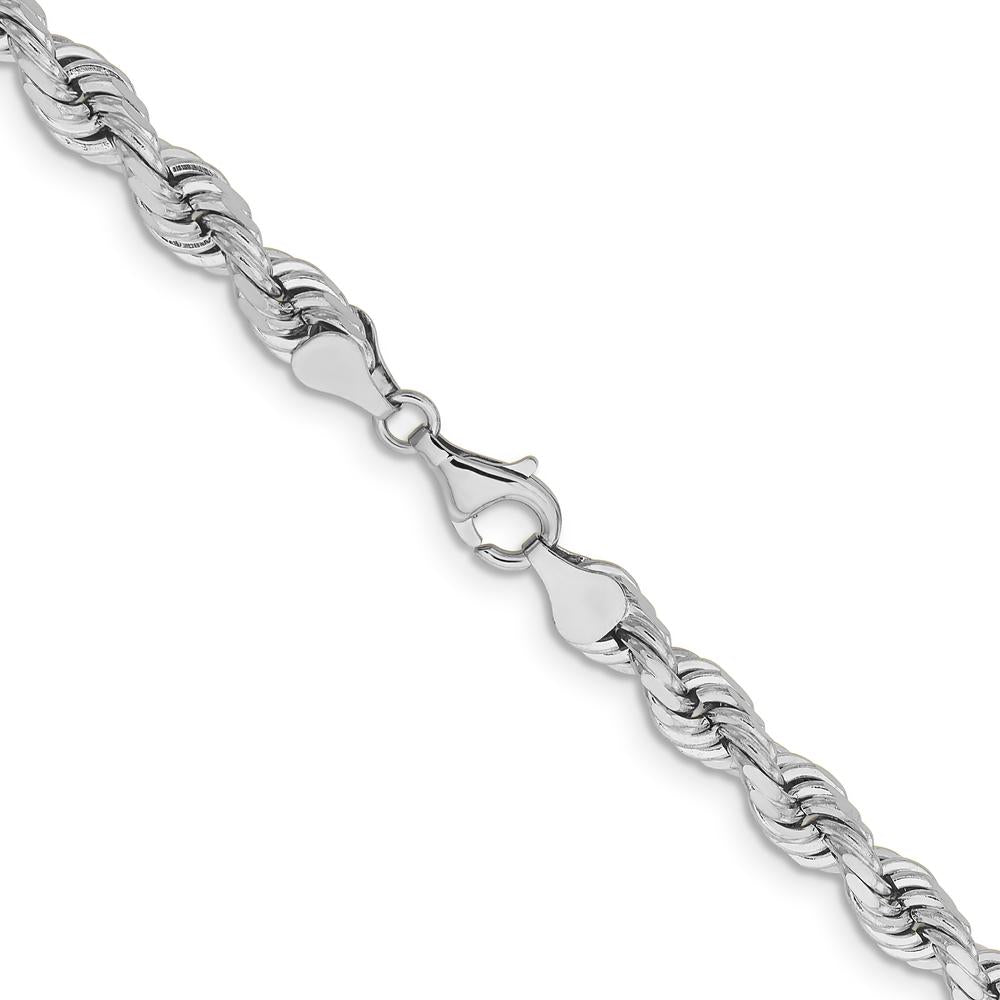 14K White Gold 22" Diamond-Cut Rope Chain with Fancy Lobster Clasp