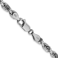 14K White Gold 22" Diamond-Cut Rope Chain with Lobster Clasp - 4.5mm Width by Oro Pregiato