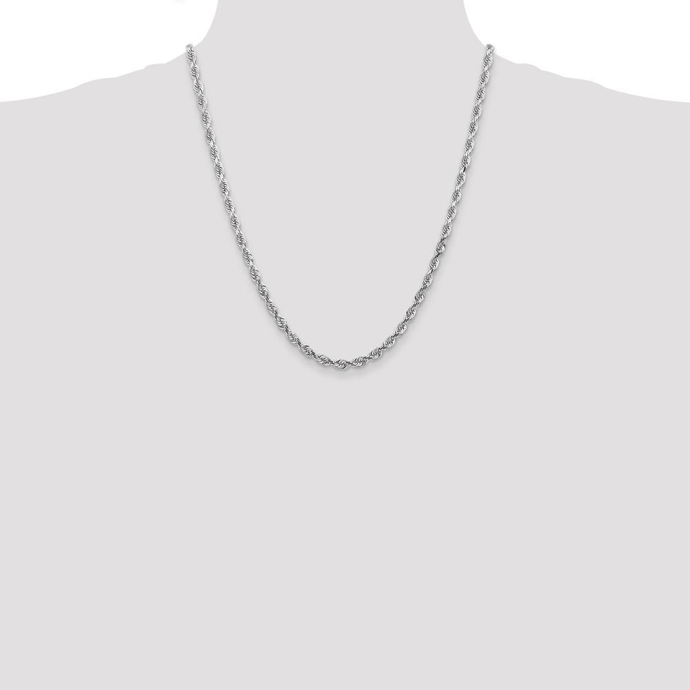 14K White Gold 22" Diamond-Cut Rope Chain with Lobster Clasp - 4.5mm Width by Oro Pregiato
