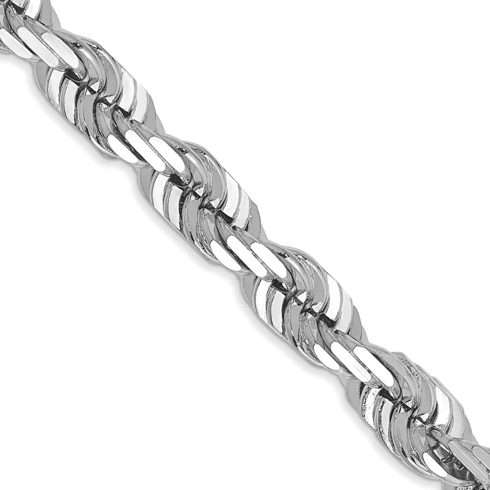 14K White Gold 22" Diamond-cut Rope Chain with Lobster Clasp - 5.5mm Width