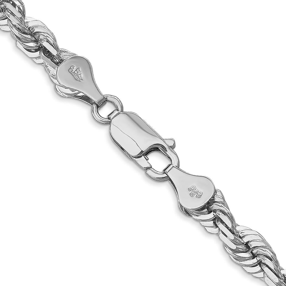 14K White Gold 22" Diamond-cut Rope Chain with Lobster Clasp - 5.5mm Width