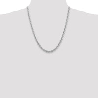 14K White Gold 22" Diamond-cut Rope Chain with Lobster Clasp - 5.5mm Width