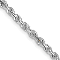 14K White Gold 22" Diamond-Cut Rope Chain with Lobster Clasp by Oro Pregiato