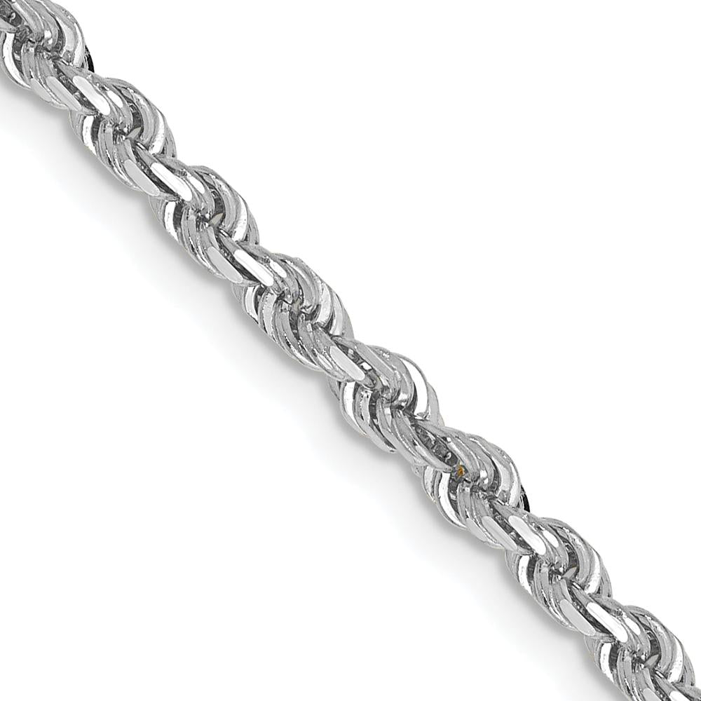 14K White Gold 22" Diamond-Cut Rope Chain with Lobster Clasp by Oro Pregiato
