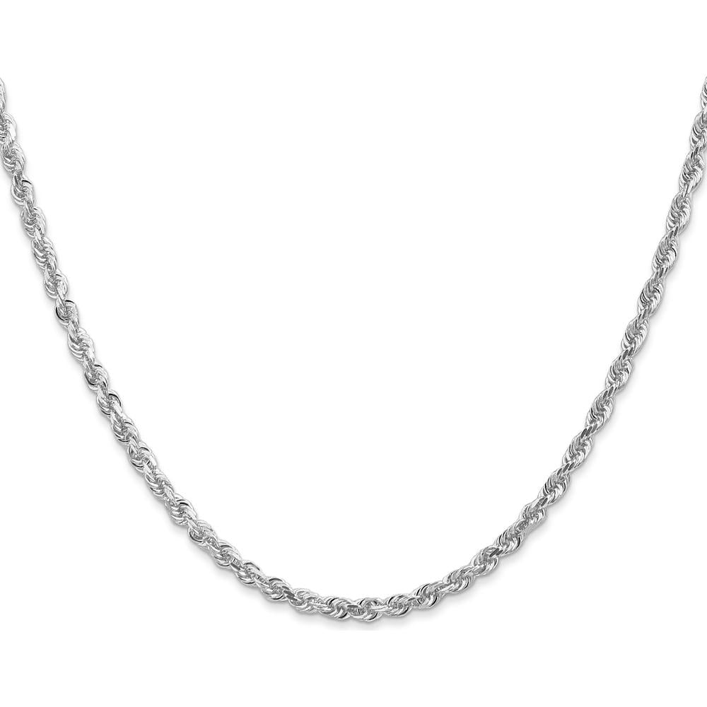 14K White Gold 22" Diamond-Cut Rope Chain with Lobster Clasp by Oro Pregiato
