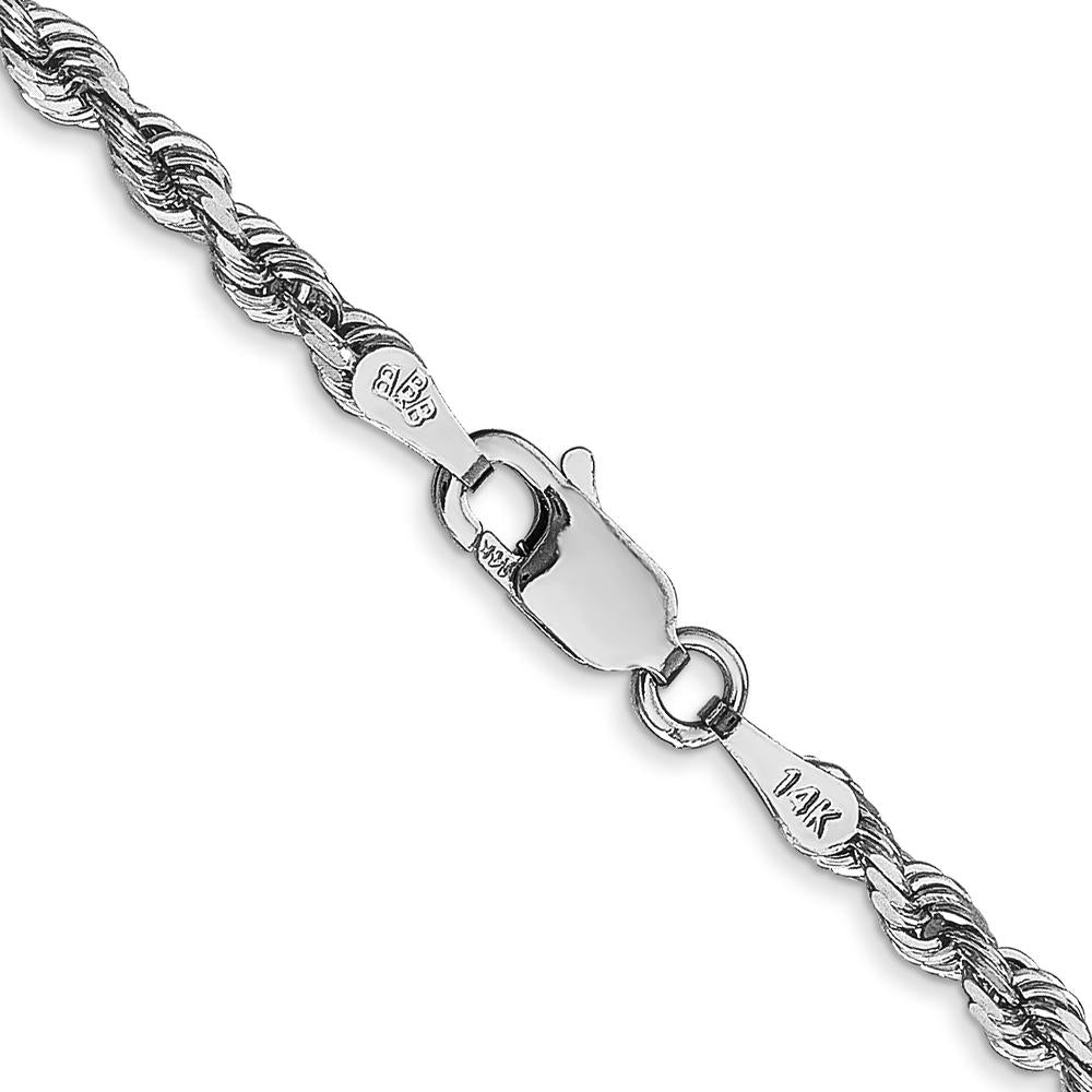 14K White Gold 22" Diamond-Cut Rope Chain with Lobster Clasp by Oro Pregiato