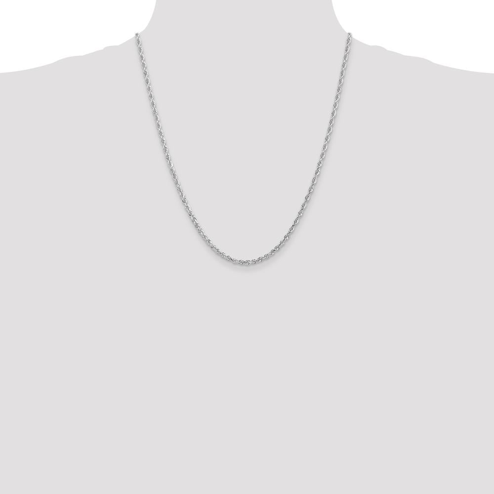 14K White Gold 22" Diamond-Cut Rope Chain with Lobster Clasp by Oro Pregiato