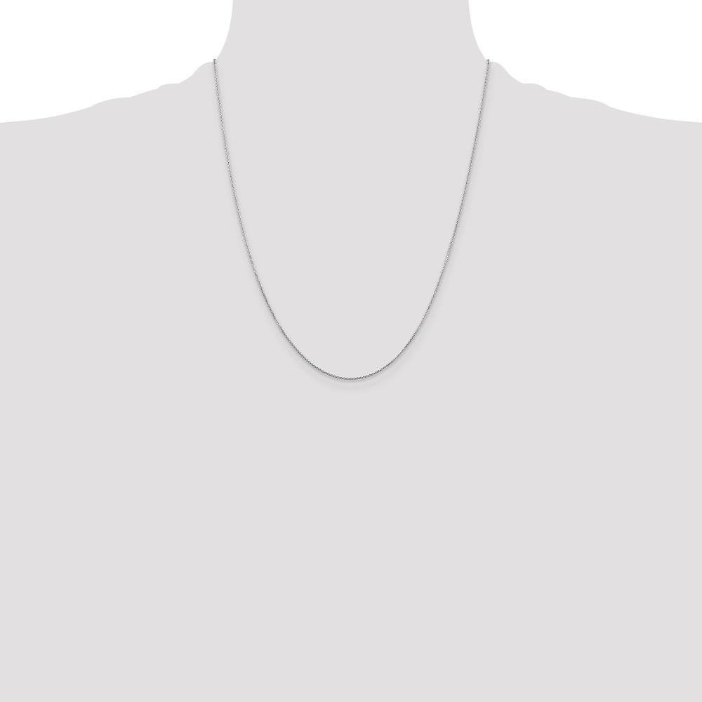 14K White Gold 22" Diamond-Cut Round Open Link Cable Chain - 0.8mm Width by Oro Pregiato
