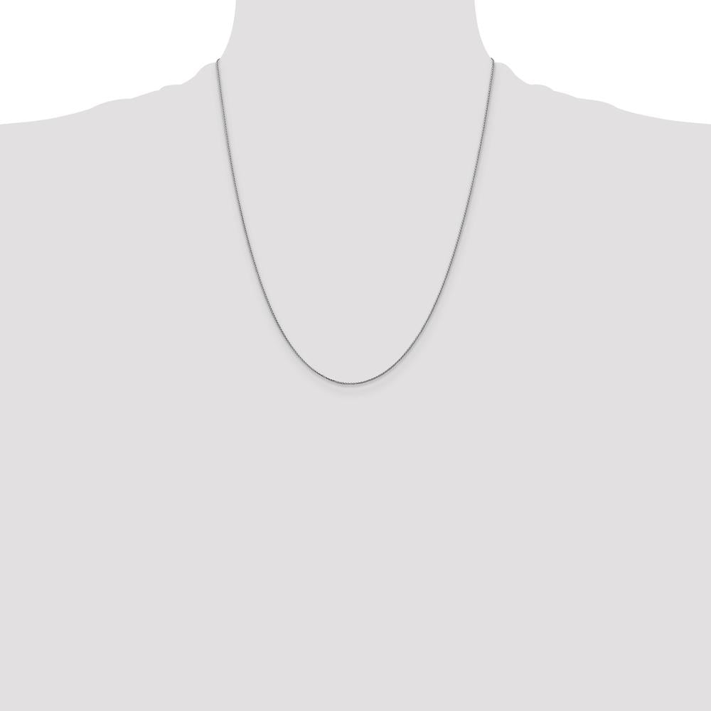 14K White Gold 22" Diamond-Cut Spiga Chain Necklace with Rhodium Plating by Oro Pregiato