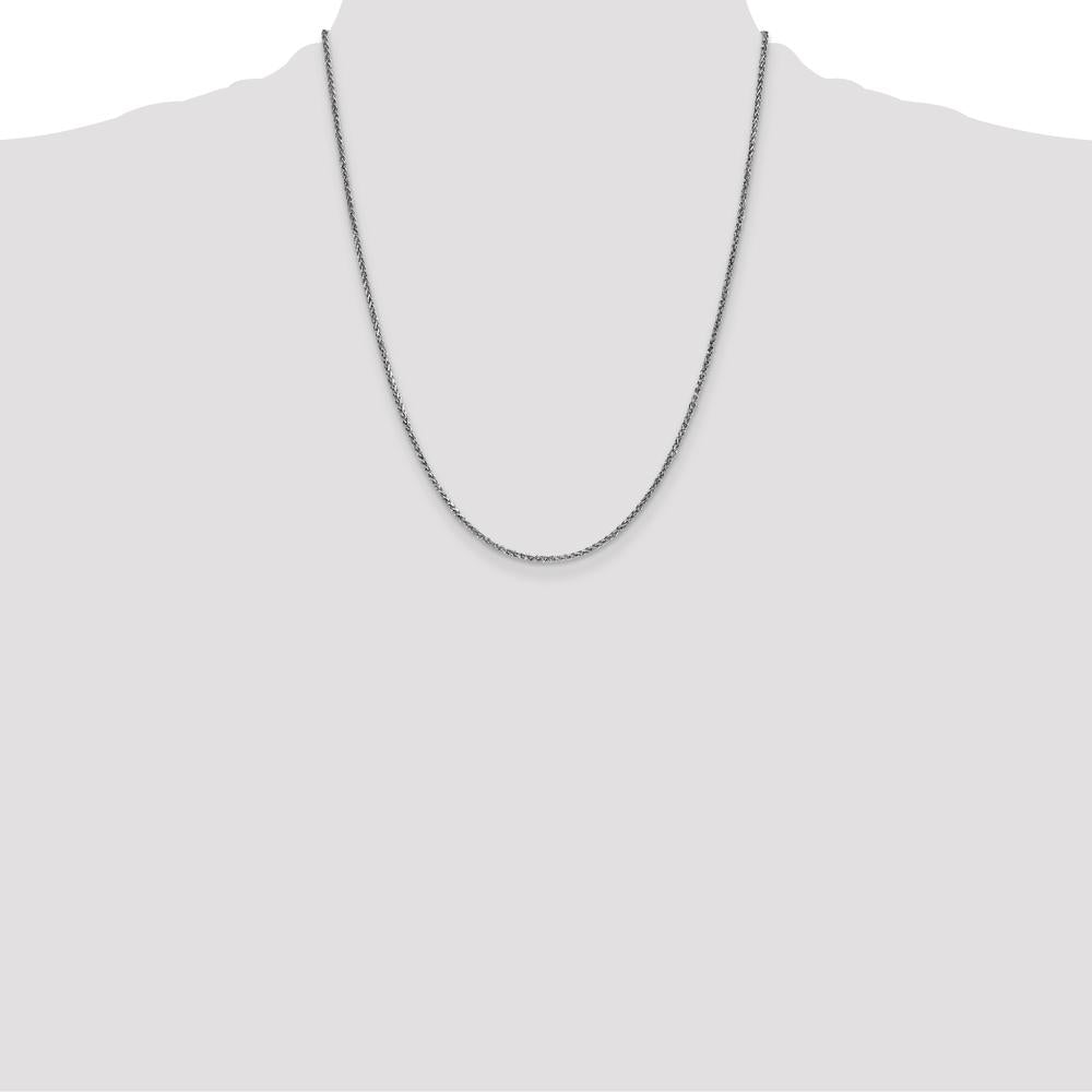 14K White Gold 22" Diamond-Cut Spiga Chain with Lobster Clasp - Elegant and Timeless Design by Oro Pregiato