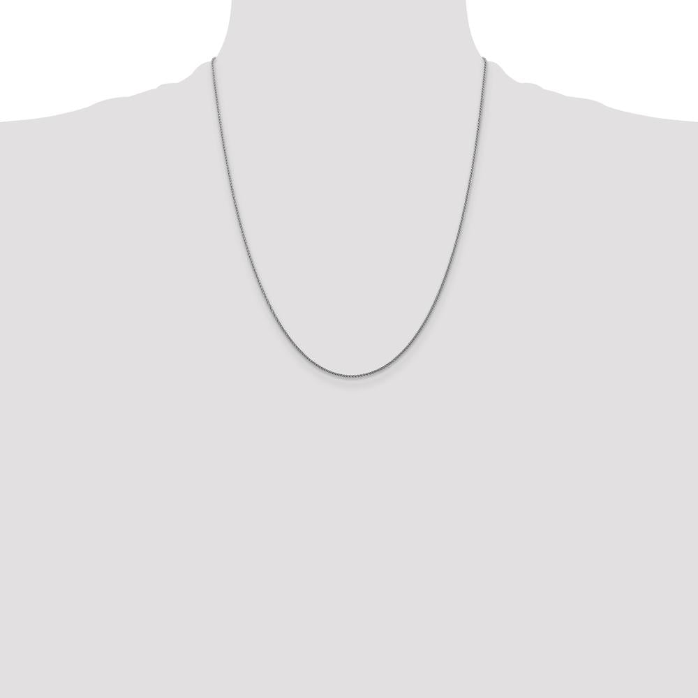 14K White Gold 22" Diamond-Cut Spiga Chain with Lobster Clasp - Rhodium Plated by Oro Pregiato