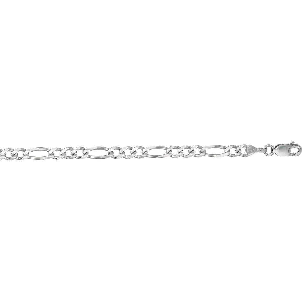 14K White Gold 22" Figaro Chain with Polished Finish - 3.8mm by Orozza Fine Jewelry
