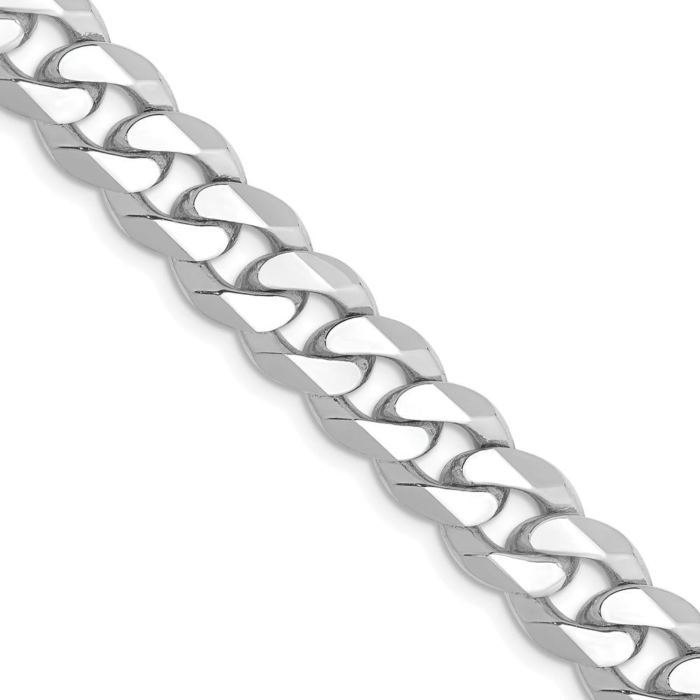 14K White Gold 22" Flat Beveled Curb Chain - 8.5mm Width with Lobster Clasp by 0