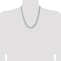 14K White Gold 22" Flat Beveled Curb Chain with Lobster Clasp - 8mm Width by 0