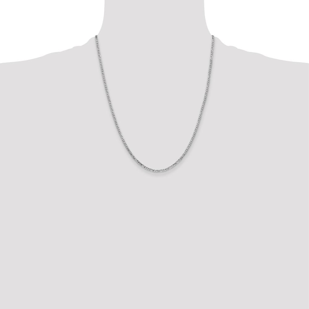 14K White Gold 22" Flat Figaro Chain Necklace with Lobster Clasp by 0
