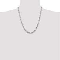 14K White Gold 22" Flat Figaro Chain with Lobster Clasp - 4.5mm Width by 0